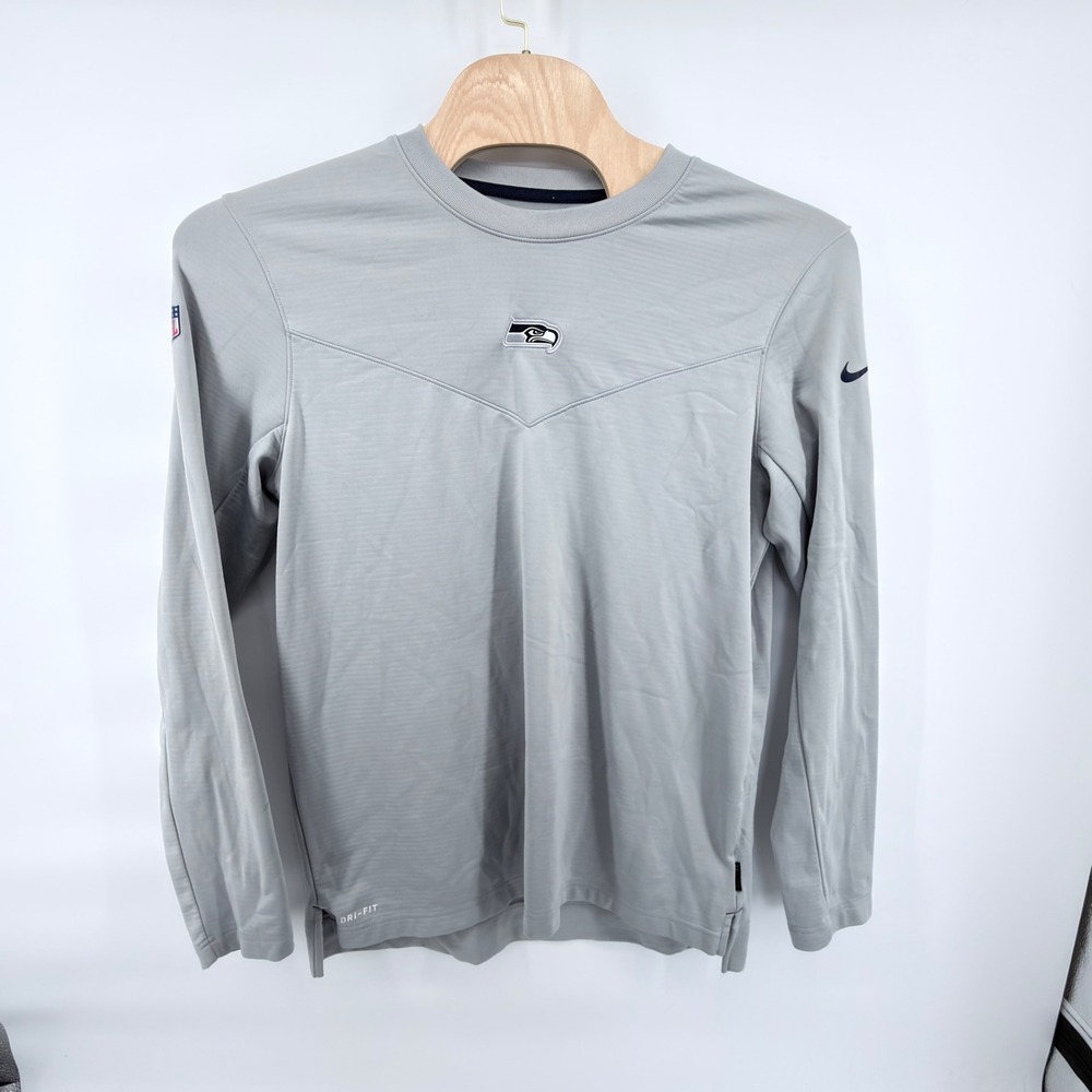 Nike Seattle Seahawks NFL On Field Dri-Fit Long Sleeve Shirt Gray Mens Large